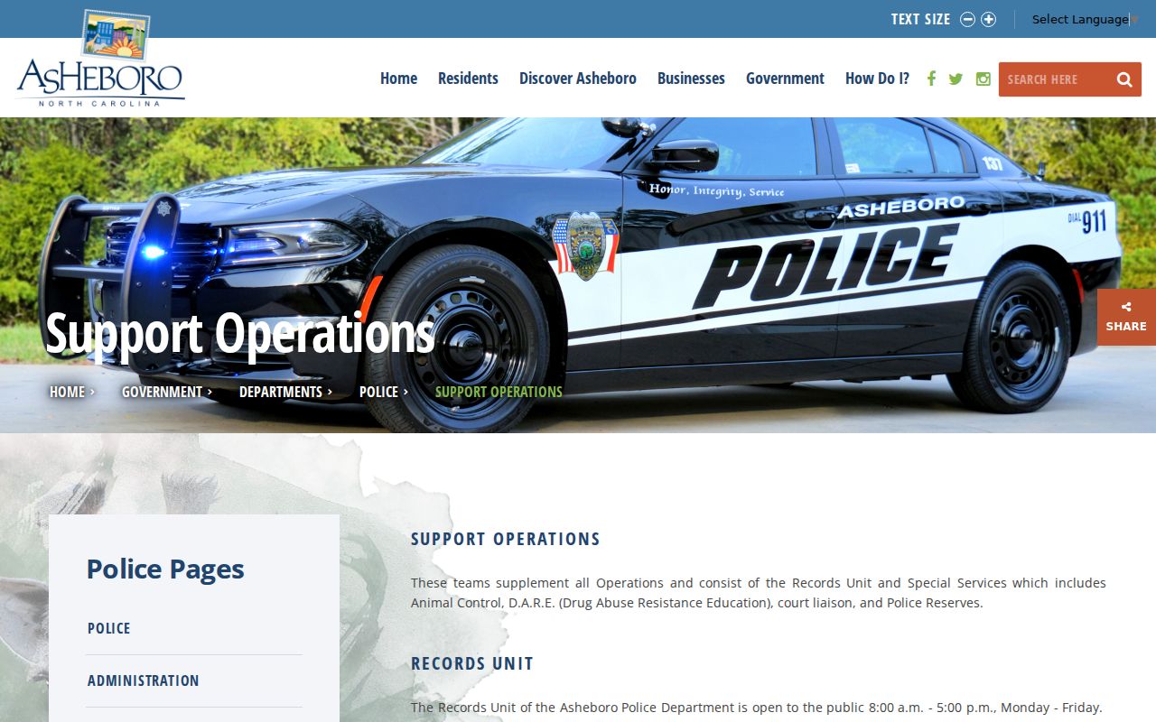 Asheboro police records unit request channel in Randolph County