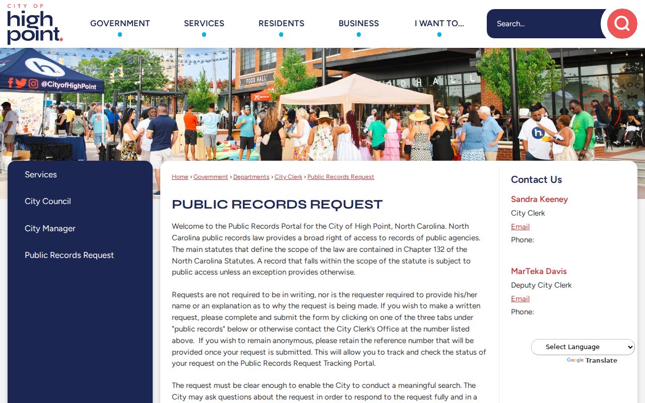 High Point public records request options for Randolph County criminal records