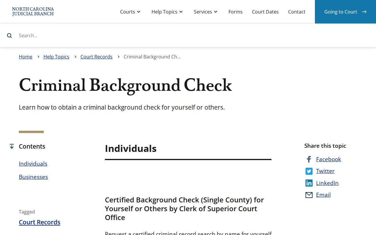 Randolph County criminal history certified court record check instructions