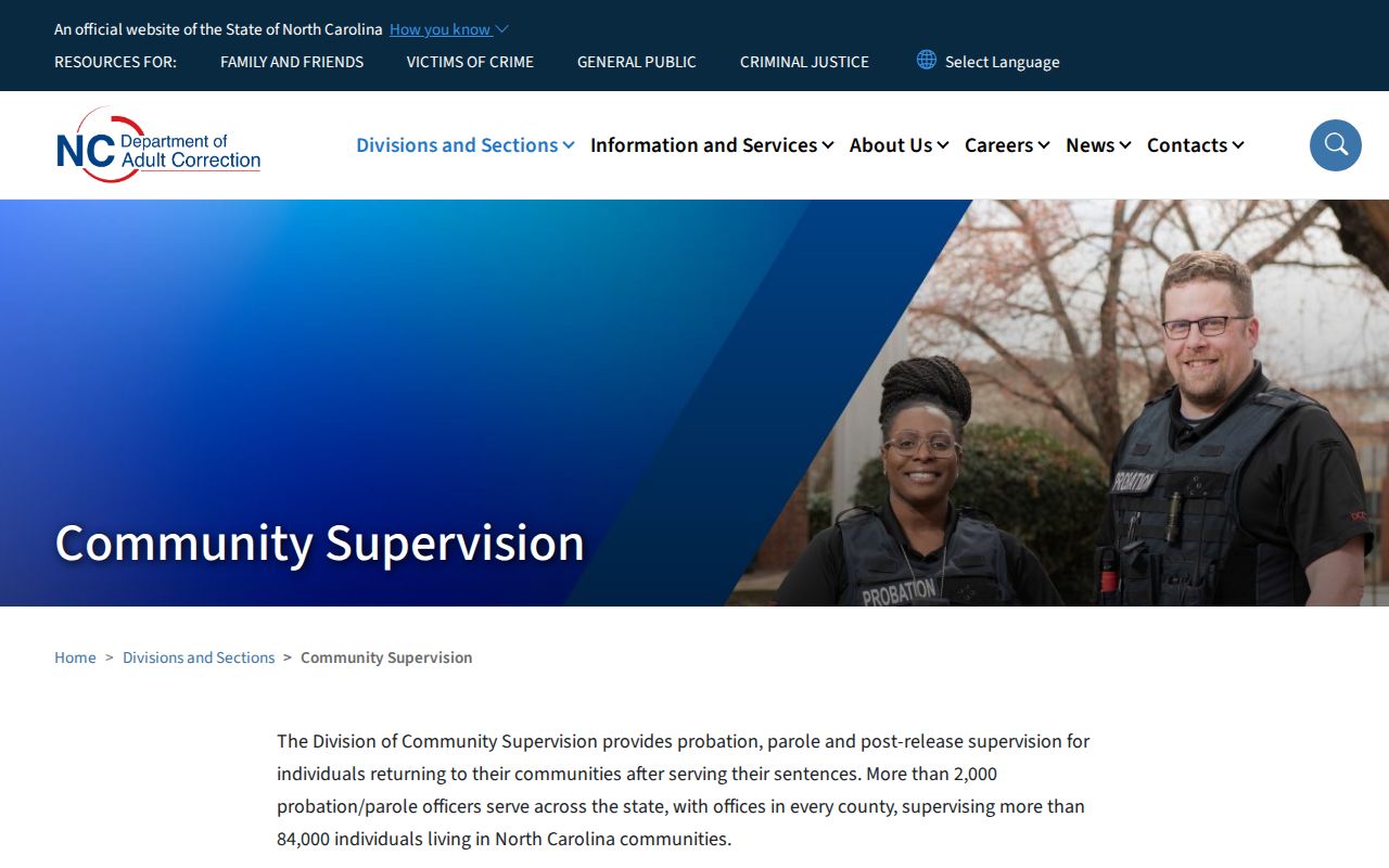 Randolph County criminal history and North Carolina community supervision