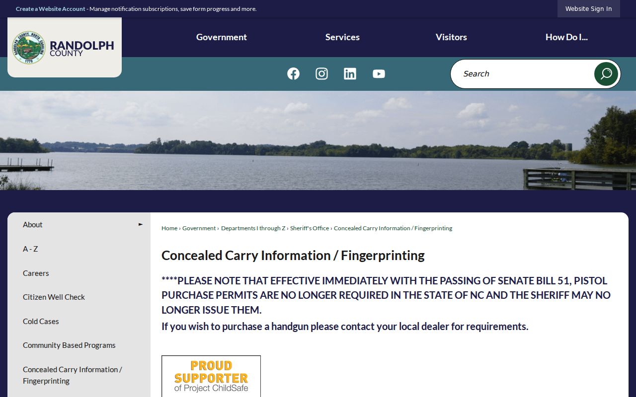 Randolph County criminal record fingerprint instructions